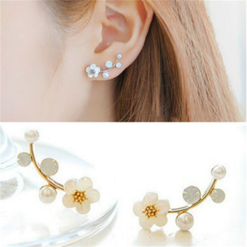 2019 New Fashion Bijoux Exquisite Simulated-pearl Climber Modern Beautiful Flower Tree Branch Stud Earrings For Women Jewelry