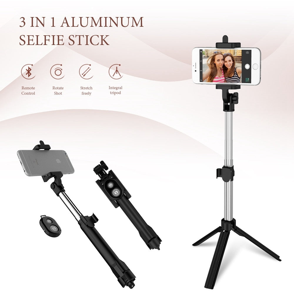 FLOVEME Phone Tripod Selfie Stick Bluetooth Foldable Selfiestick For iPhone Android For Samsung Xiaomi Huawei Remote Handheld