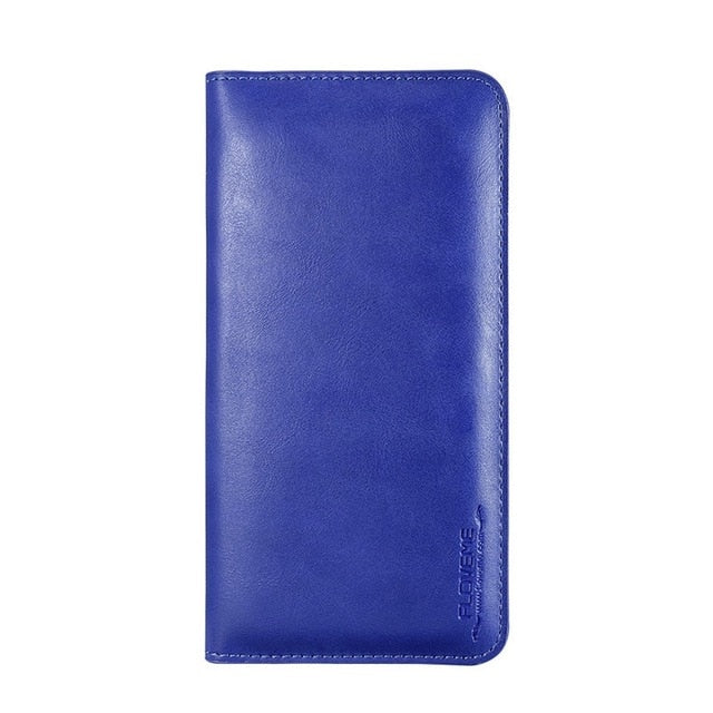 FLOVEME Universal Genuine Leather Wallet For iPhone X 8 7 6 6s Plus For Samsung Galaxy Note 8 S8 Plus S7 S6 Edge Pouch Case Bag