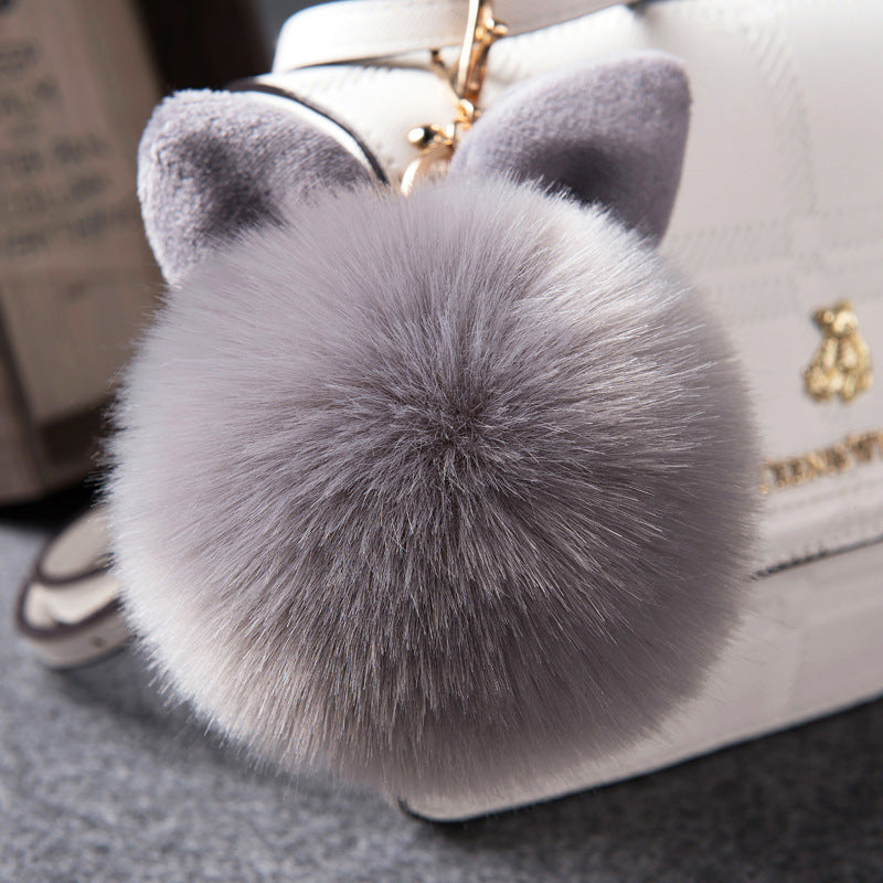 2019 Fur Pom Pom Keychains Fake Rabbit fur ball key chain porte clef pompom de fourrure fluffy Bag Charms bunny keychain Keyring